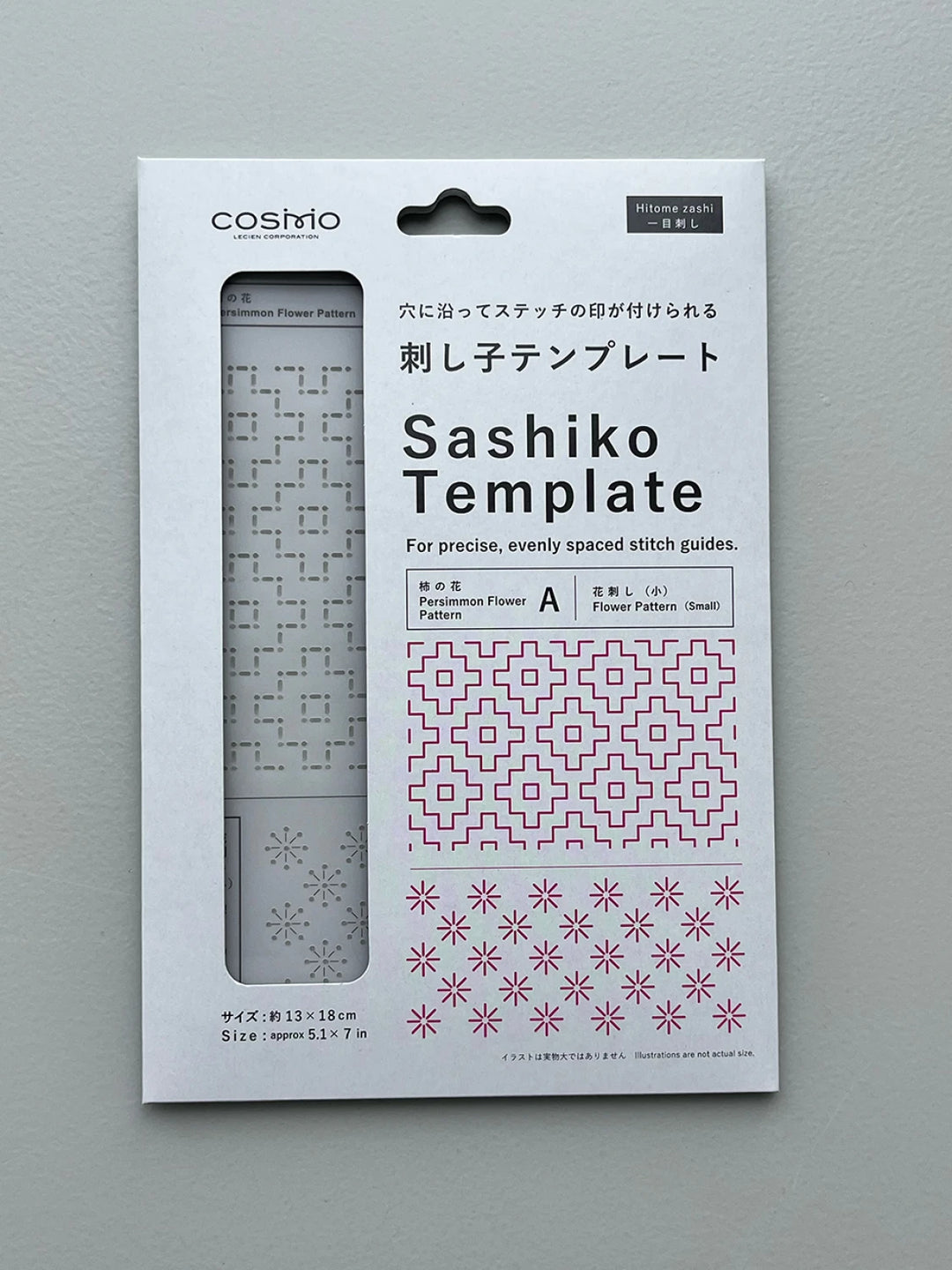 Sashiko Hitomezashi Stencil Template - Persimmon & Flower (No. 412409)
