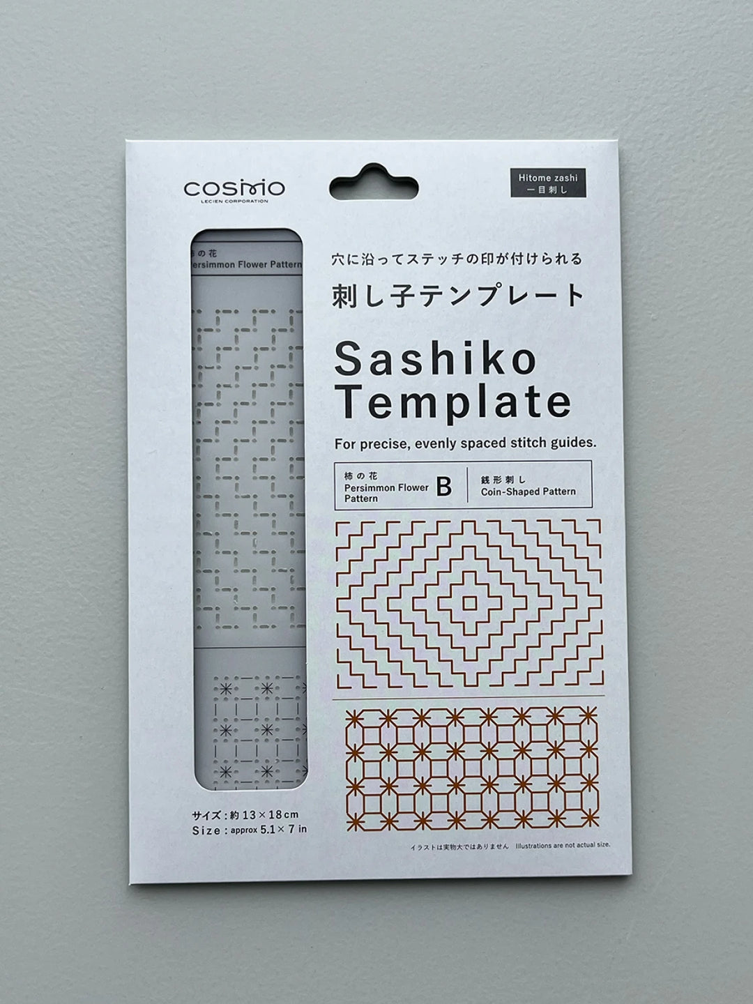 Sashiko Hitomezashi Stencil Template - Persimmon B & Coin Shape (No. 412411)