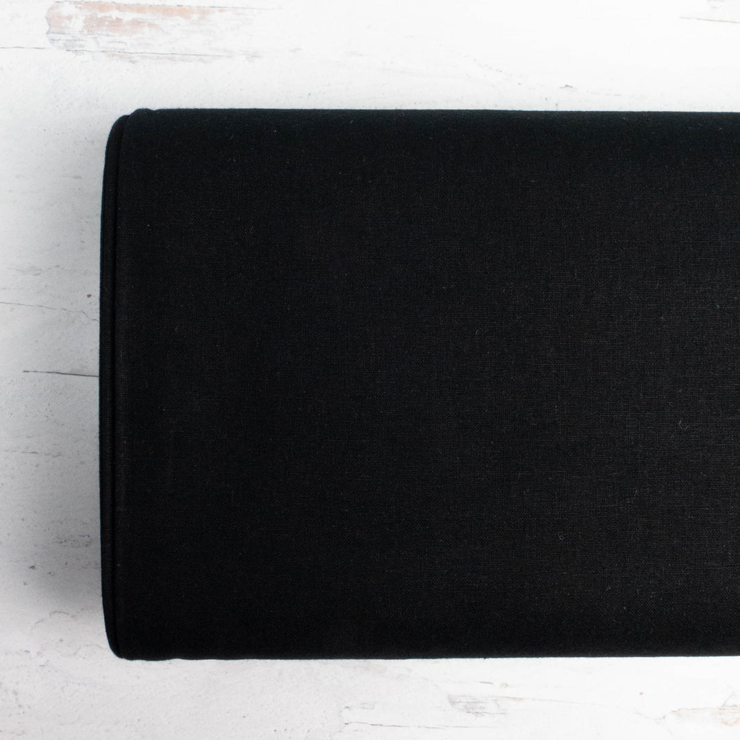 Japanese Linen Cotton (55/45) Blend Medium Weight Fabric - Black (H6001F)
