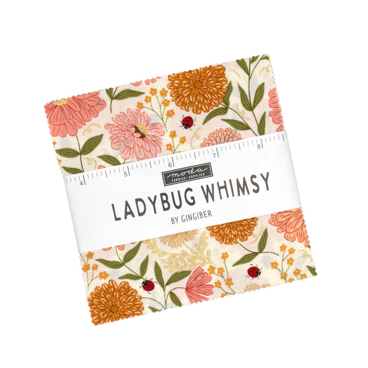 5" Cotton Fabric Charm Pack - Gingiber Lady Bug Whimsy