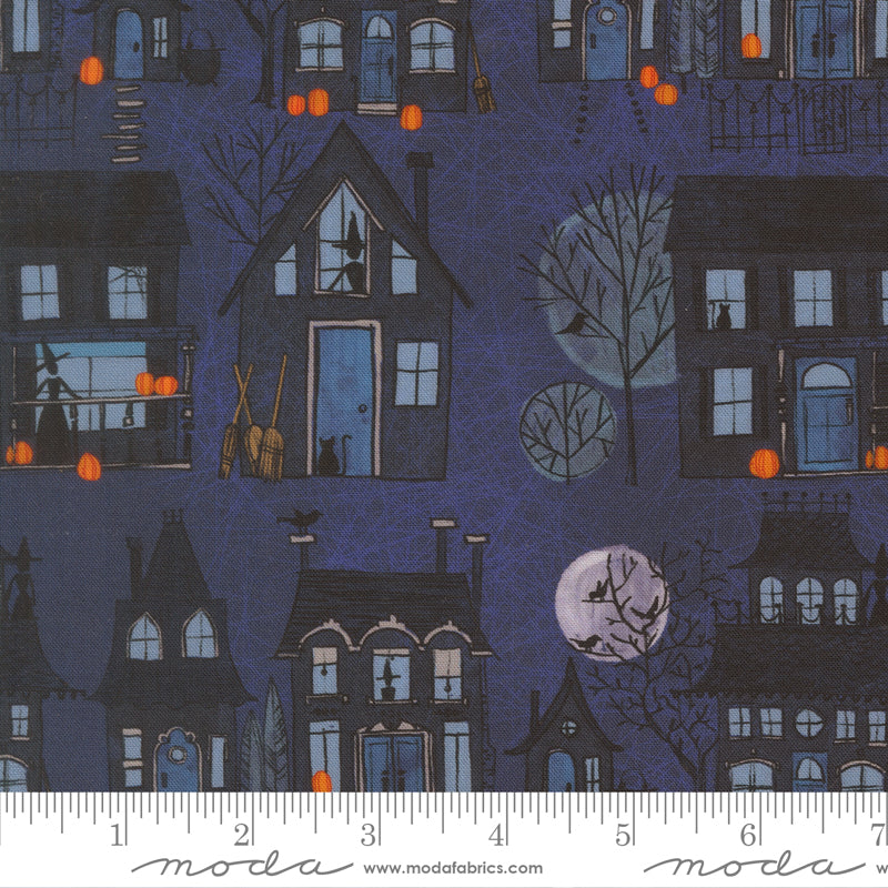 Robin Pickens COVEN Cotton Fabric - Houses in Midnight (MD80115)