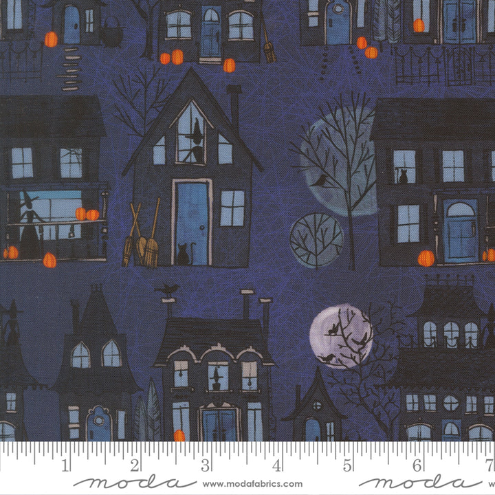 Robin Pickens COVEN Cotton Fabric - Houses in Midnight (MD80115)