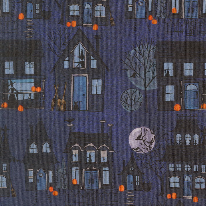 Robin Pickens COVEN Cotton Fabric - Houses in Midnight (MD80115)