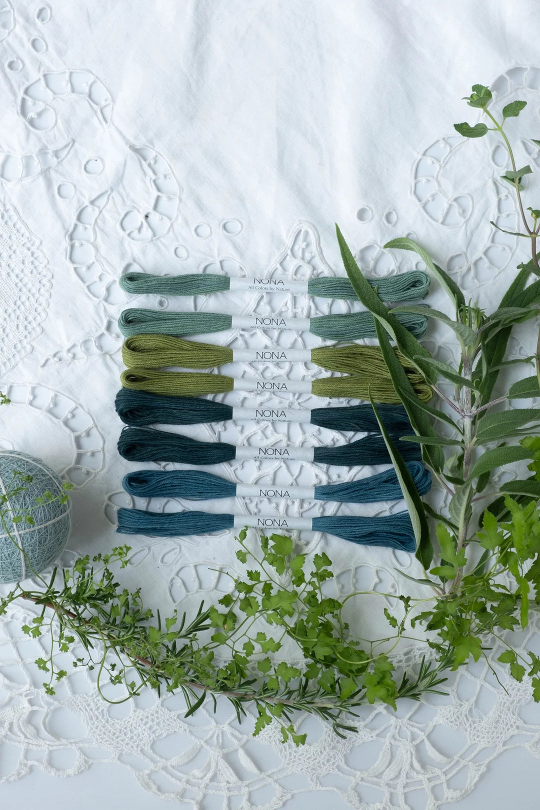 Natural Dyed Sashiko Thread Bundle - GARDEN (8 Mini-Skeins)
