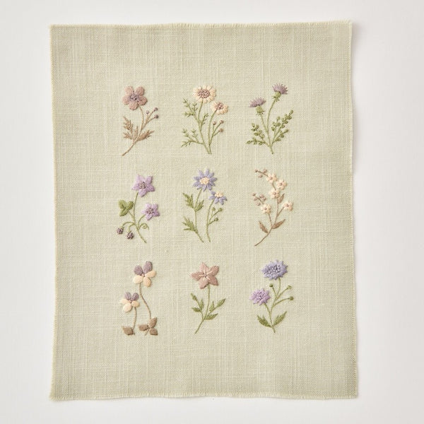 カシミール　ハンドメイド　布(MADE inINDIA) Alice Makabe Embroidery Kit - Sage Floral Sampler – Snuggly Monkey