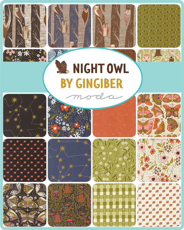 5" Cotton Fabric Charm Pack - Gingiber Night Owl