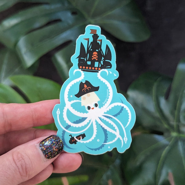 Teal Kraken Vinyl Sticker – Snuggly Monkey