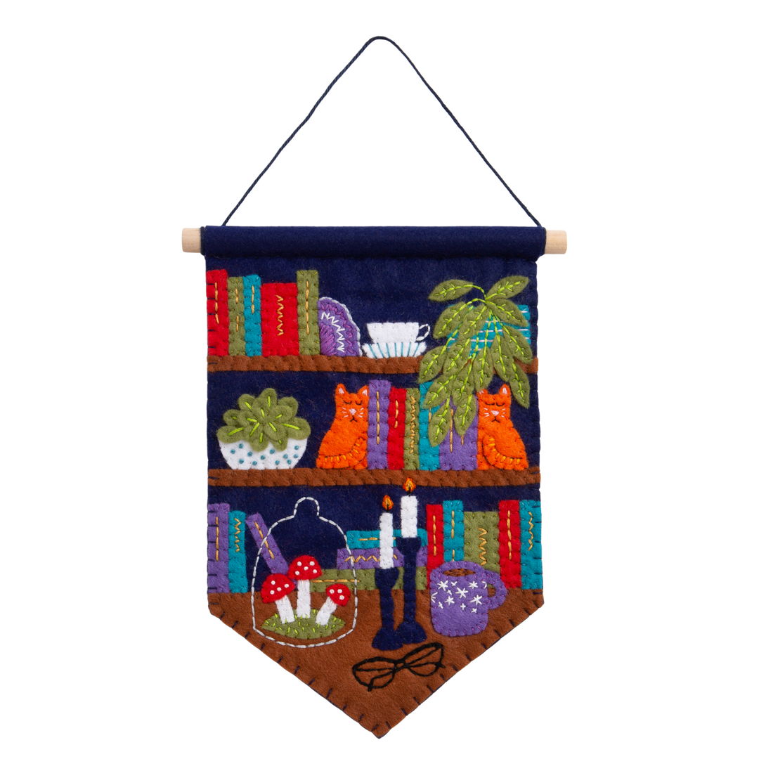 Book Lovers Pennant Wool Felt Embroidery Kit