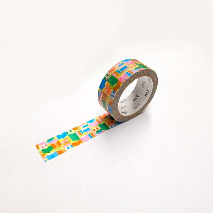 Colorful books washi tape on white background