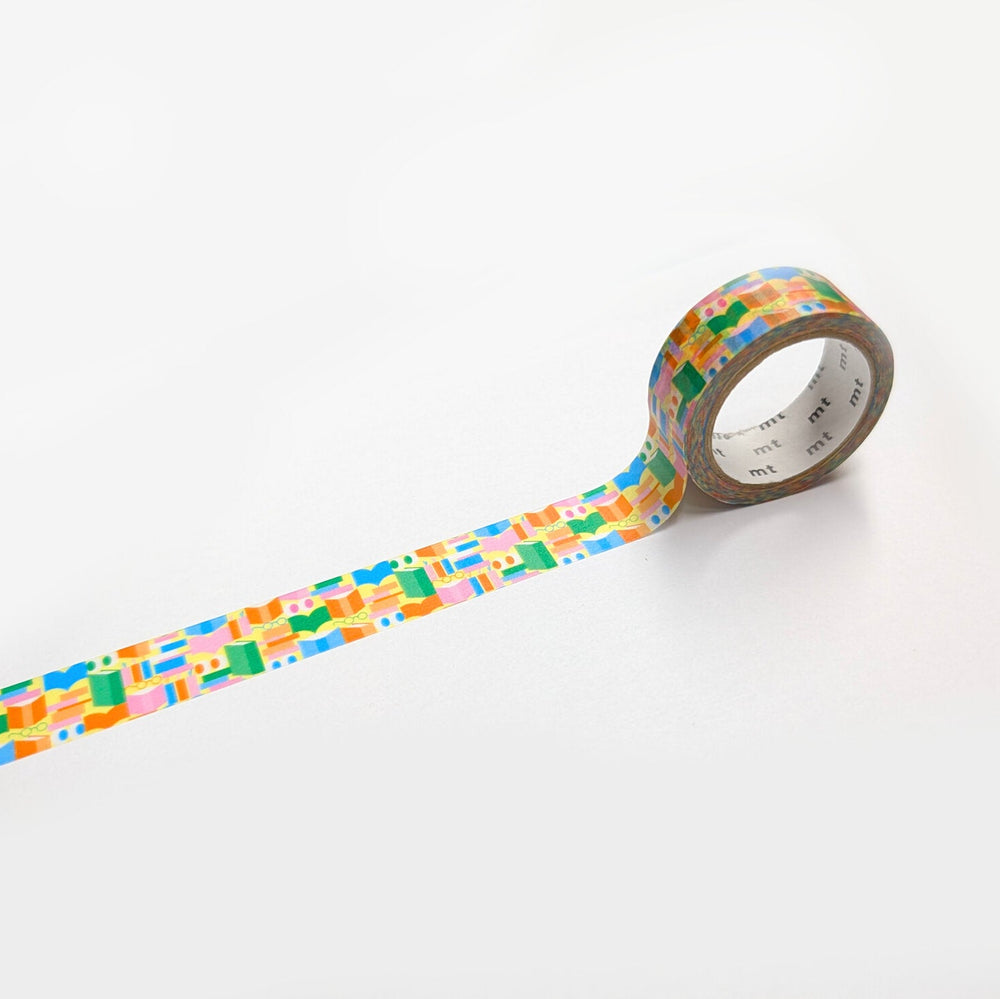 Colorful books washi tape on white background
