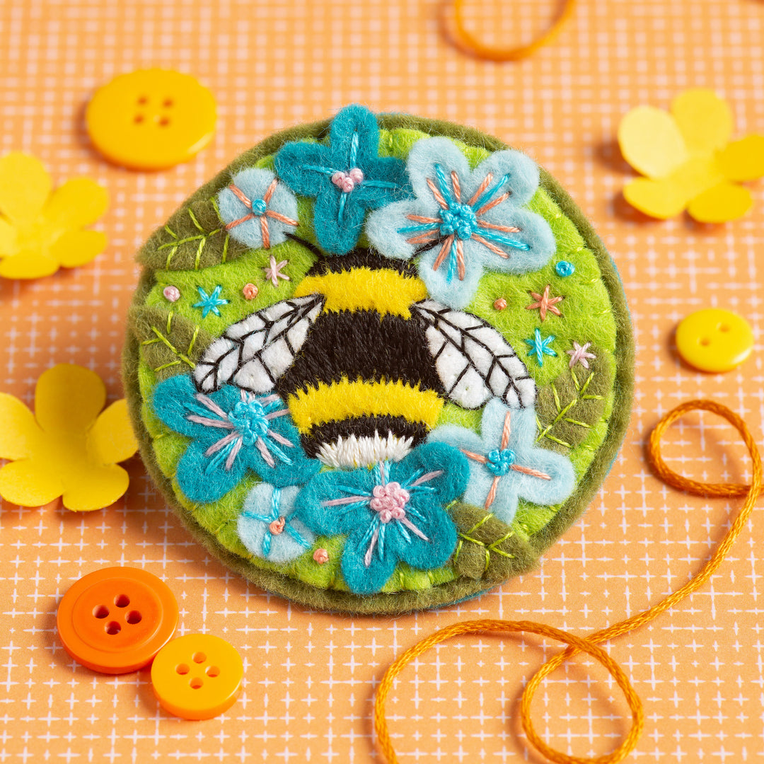 Bumblebee Felt Embroidery Brooch Kit