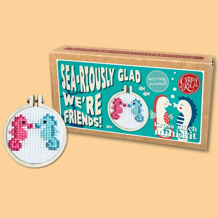 Mini Matchbox Cross Stitch Kit - Seariously Glad We're Friends
