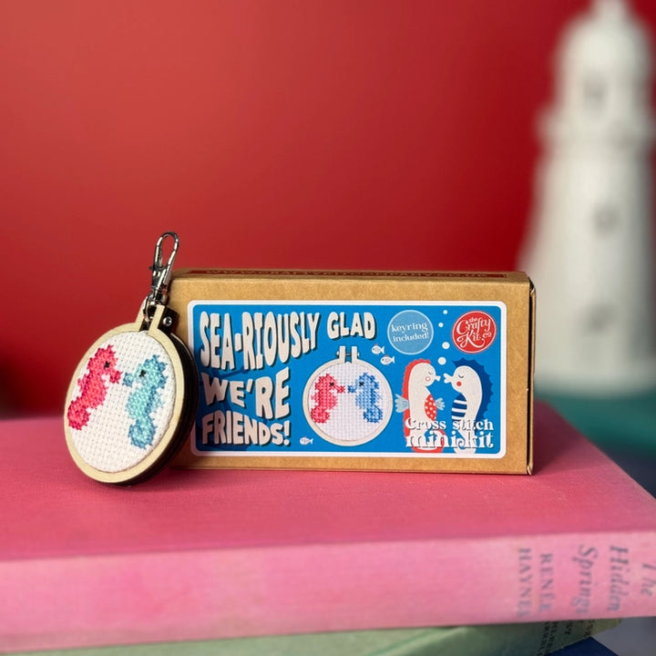 Mini Matchbox Cross Stitch Kit - Seariously Glad We're Friends