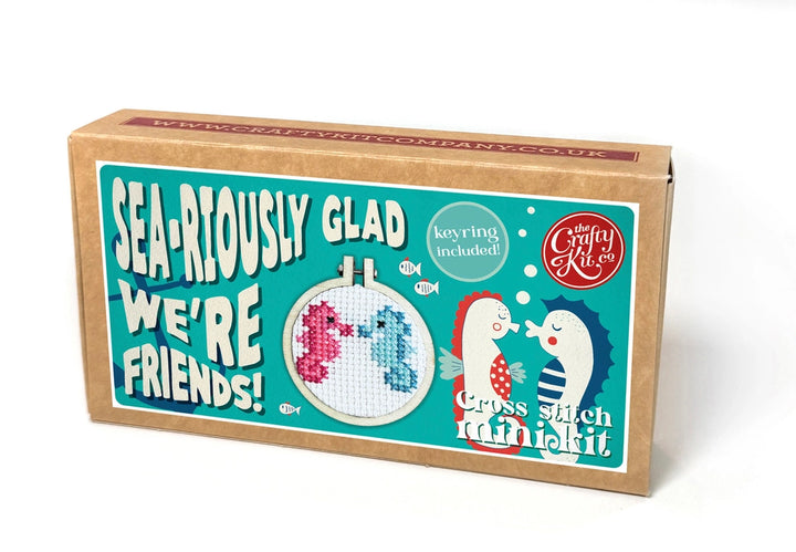 Mini Matchbox Cross Stitch Kit - Seariously Glad We're Friends