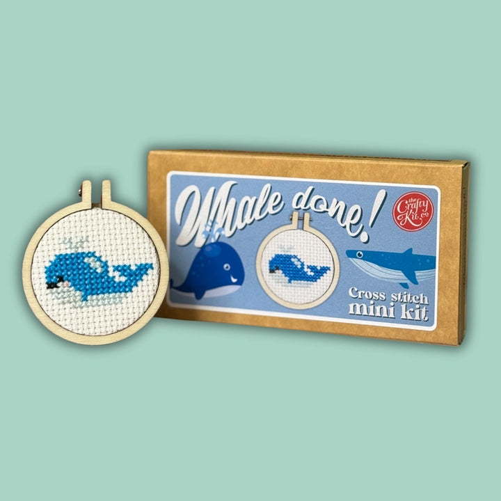 Mini Matchbox Cross Stitch Kit - Whale Done