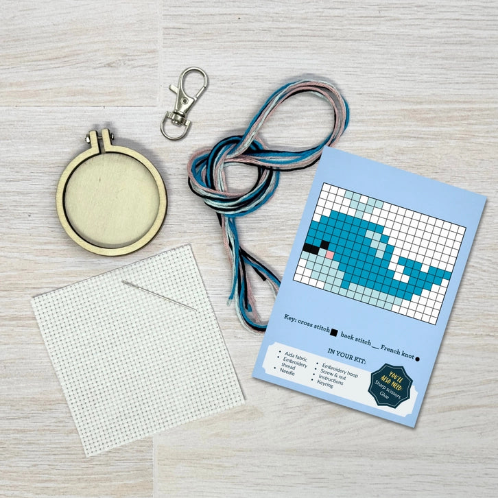 Mini Matchbox Cross Stitch Kit - Whale Done