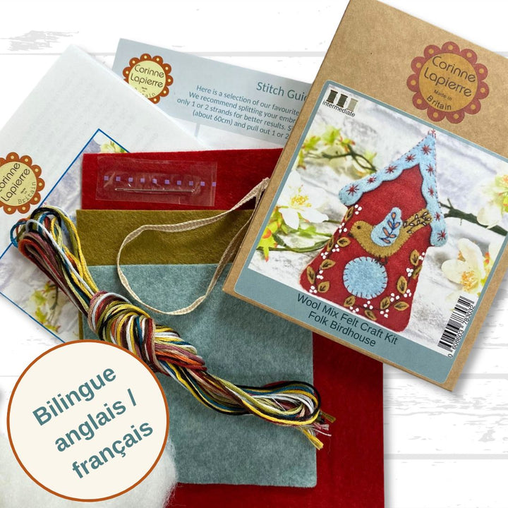 Folk Birdhouse Felt Embroidery Craft Kit