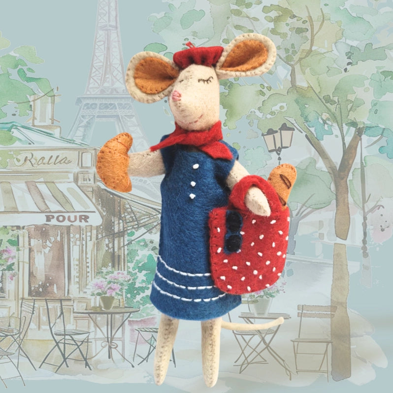 Little Mouse in Paris Wool Felt Embroidery Kit