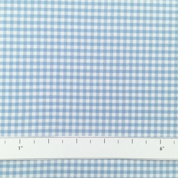 Checkered Gingham Fabric Blue and White
