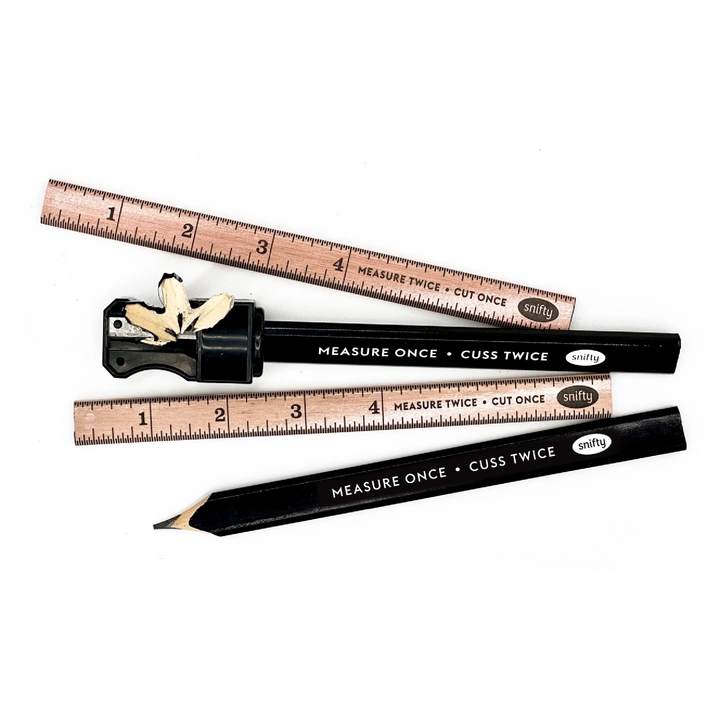 Wood + Work - 8 Carpenter Pencils/Sharpener Set