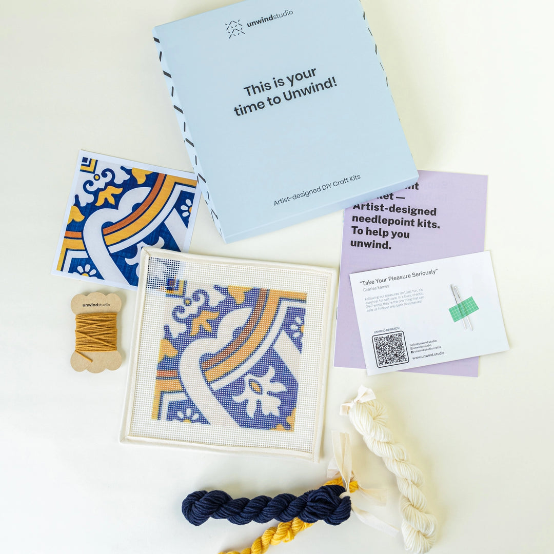 Portuguese Tile Needlepoint Kit - Cedofeita