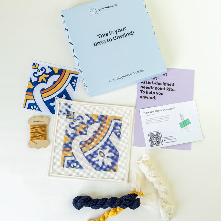 Portuguese Tile Needlepoint Kit - Cedofeita