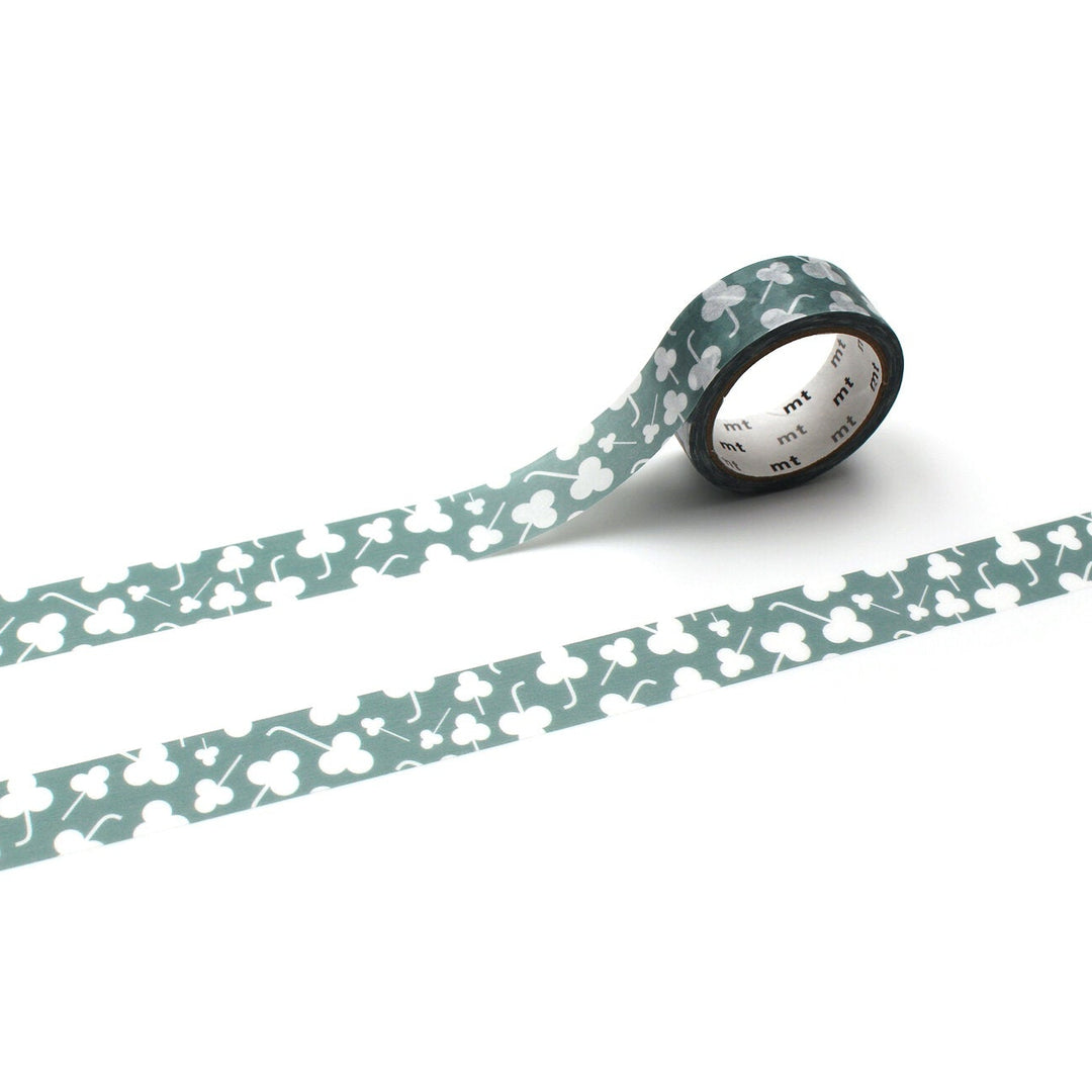 Green Clovers Washi Tape on white background