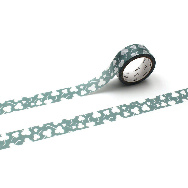 Green Clovers Washi Tape on white background
