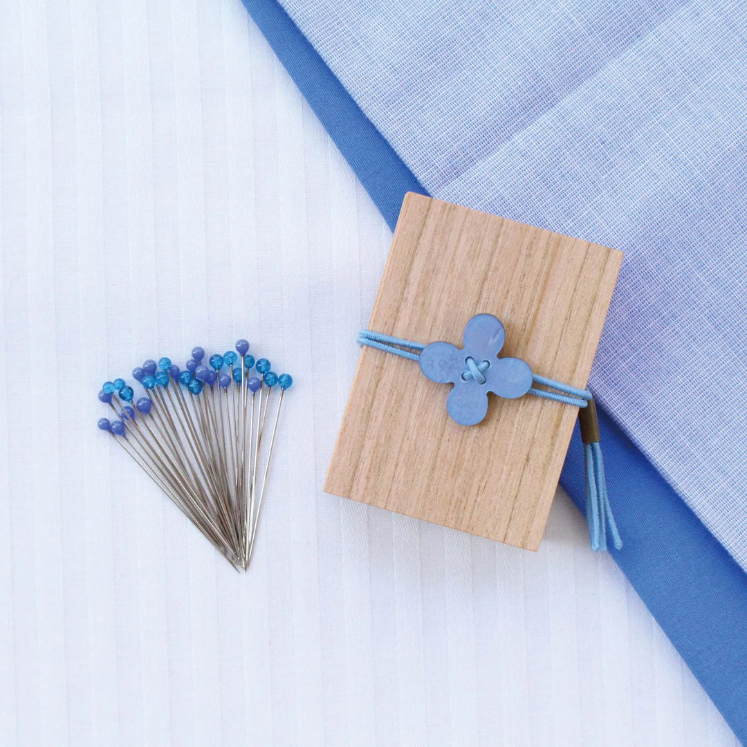 Japanese Glass Head Pins in Wooden Storage Box
