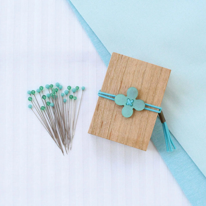 Japanese Glass Head Pins in Wooden Storage Box