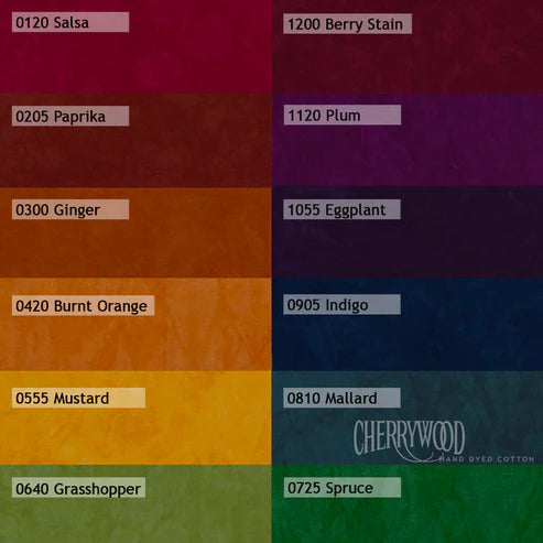 Cherrywood Hand Dyed Fabric Fat Quarter Bundle - Dark Color Wheel