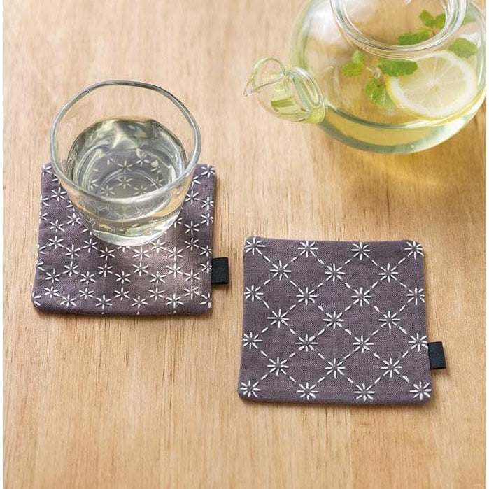 Hidamari Sashiko Coaster Complete Kit - Dark Gray