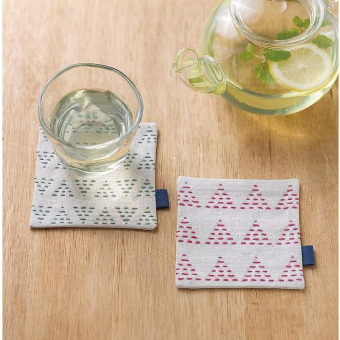 Hidamari Sashiko Coaster Complete Kit - Pale Gray