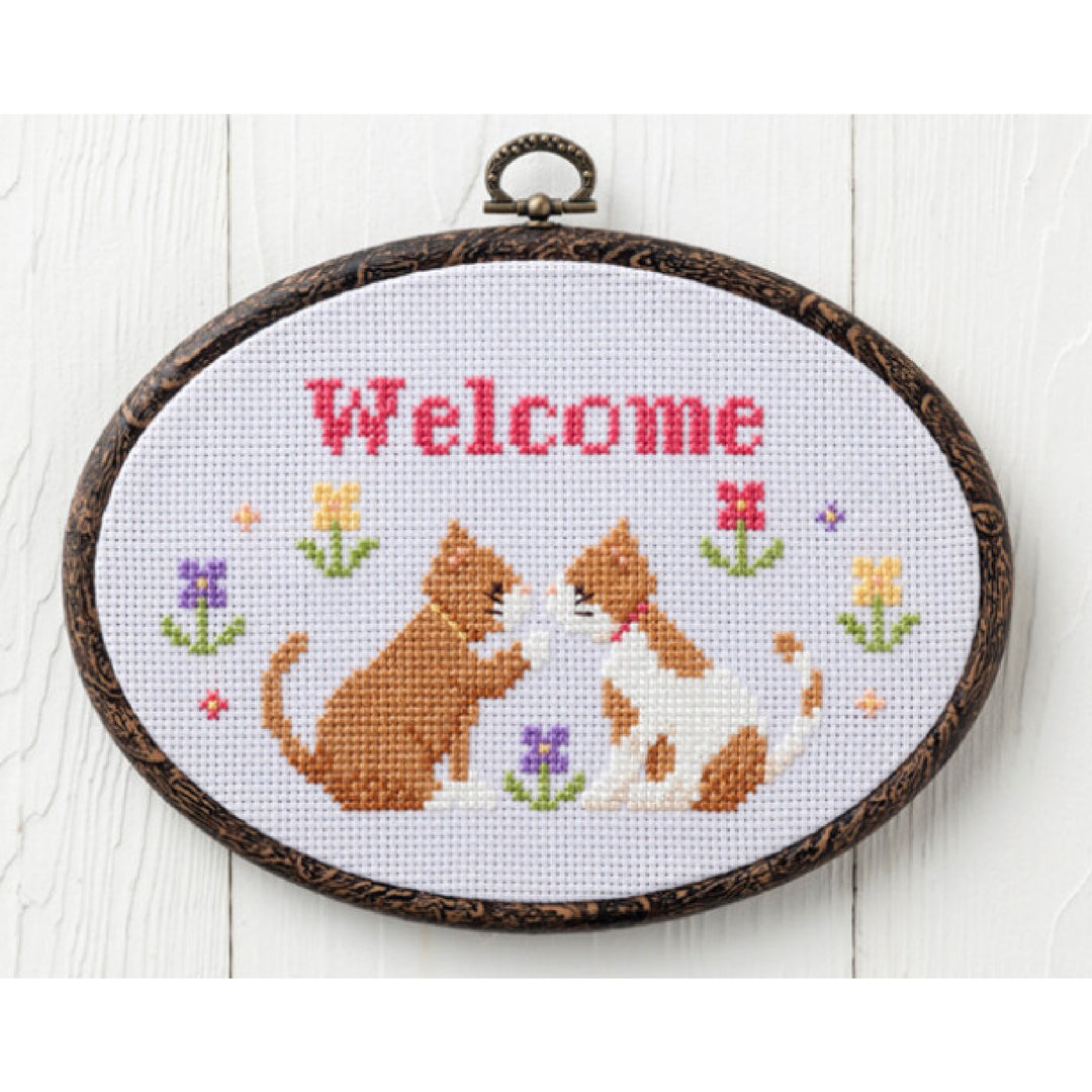 Cats Welcome Sign Japanese Cross Stitch Kit