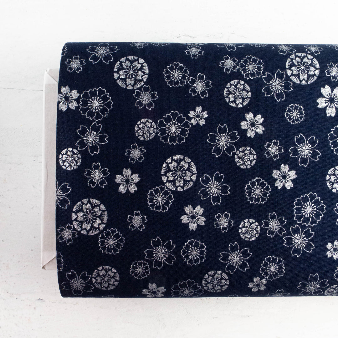 Japanese Cotton Fabric - Metallic Florals