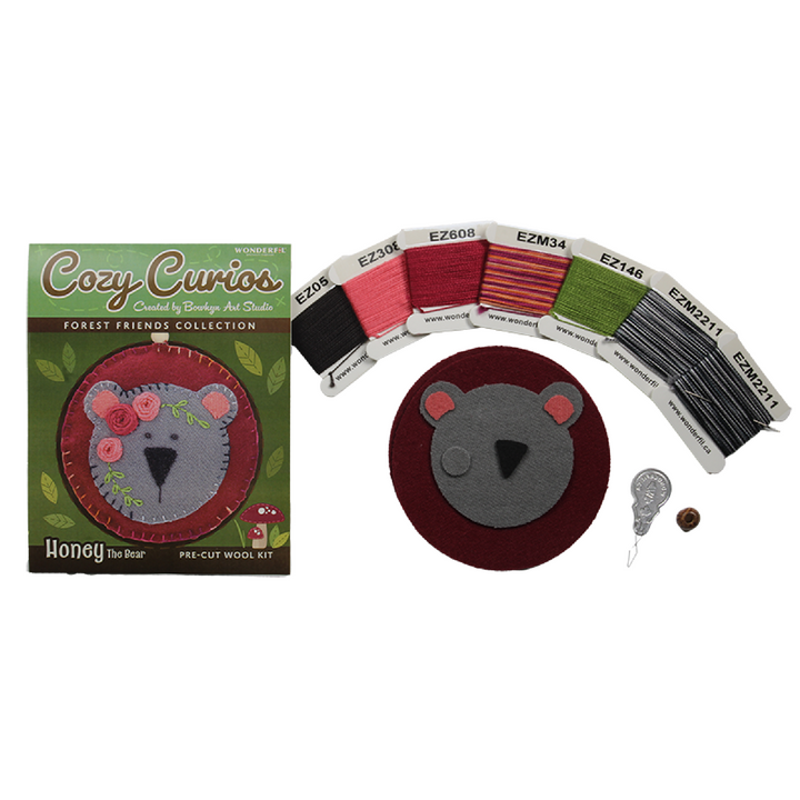 Cozy Curios Wool Applique Kit - Honey the Bear