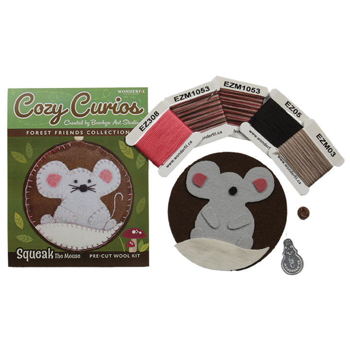 Cozy Curios Wool Applique Kit - Squeak the Mouse
