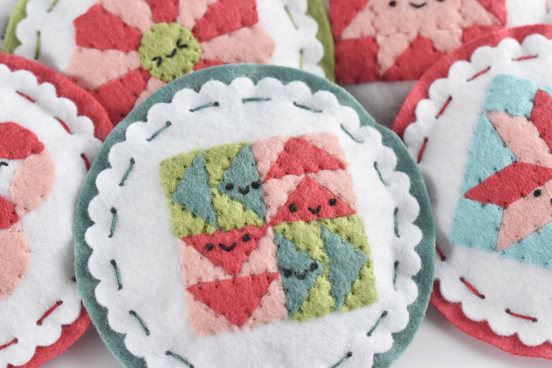 PDF Pattern - Cozy Quilt Blocks Felt Ornament Sewing Pattern