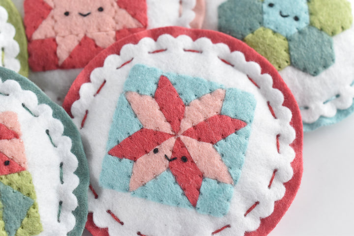 PDF Pattern - Cozy Quilt Blocks Felt Ornament Sewing Pattern