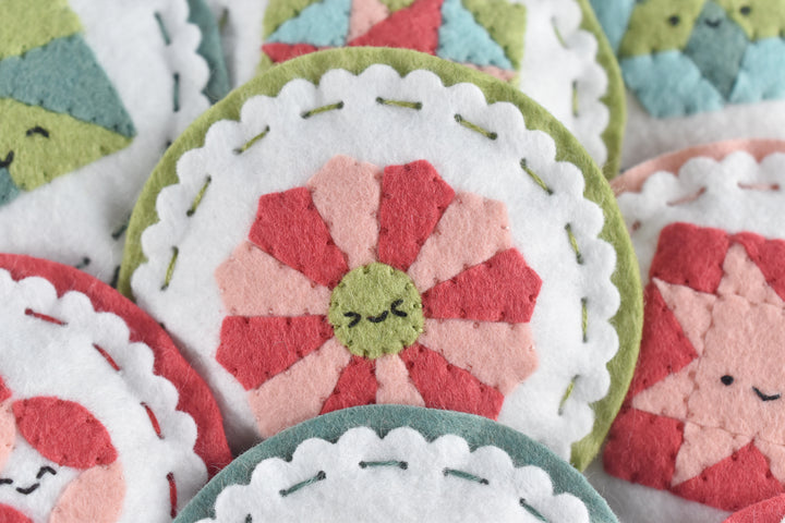 PDF Pattern - Cozy Quilt Blocks Felt Ornament Sewing Pattern