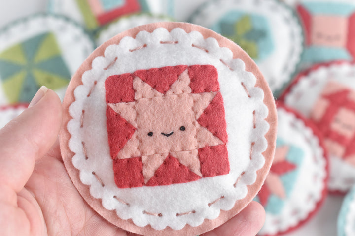 PDF Pattern - Cozy Quilt Blocks Felt Ornament Sewing Pattern