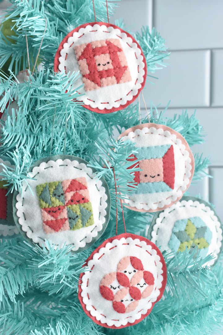 PDF Pattern - Cozy Quilt Blocks Felt Ornament Sewing Pattern