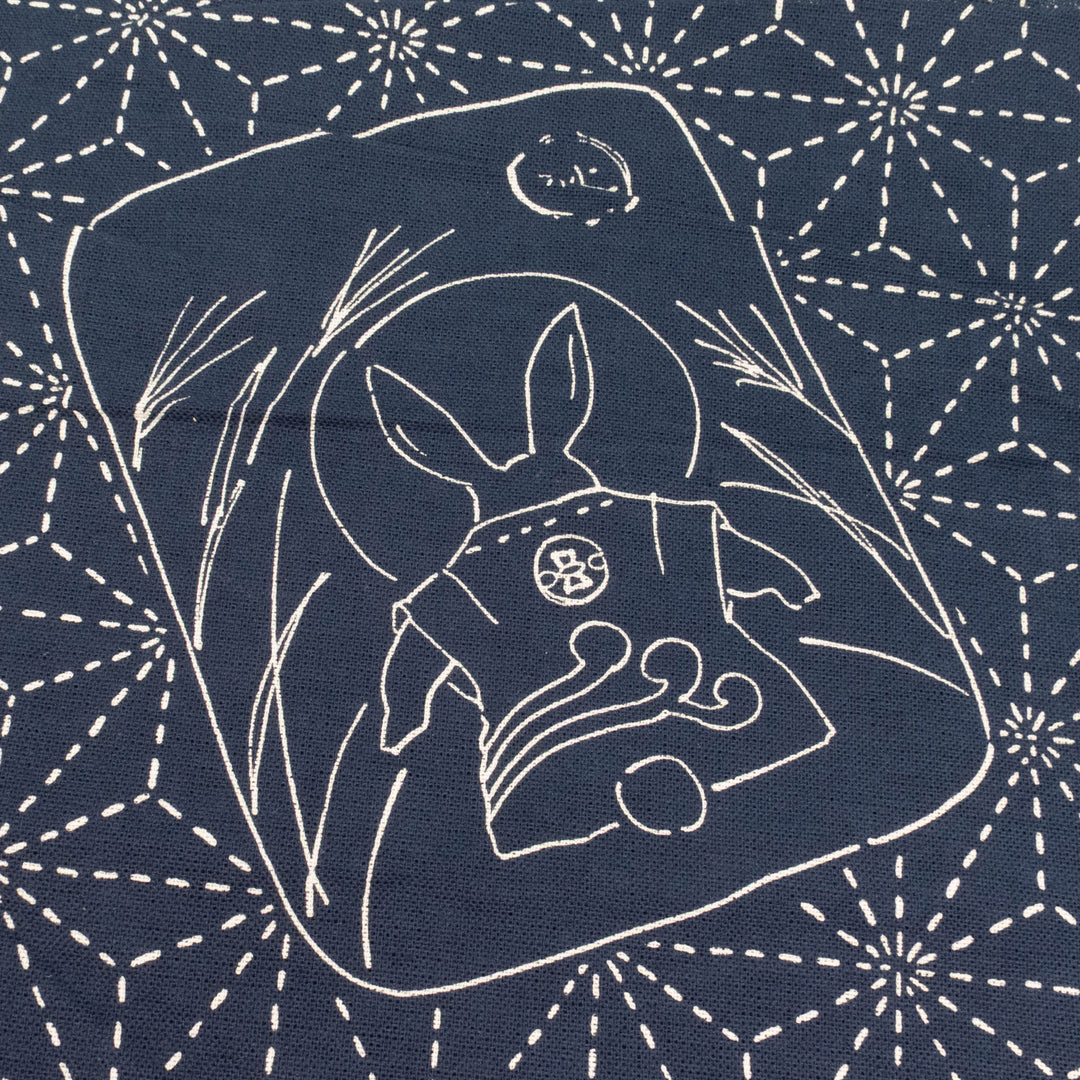 Large Sashiko Panel - Homespun Folktale Rabbits