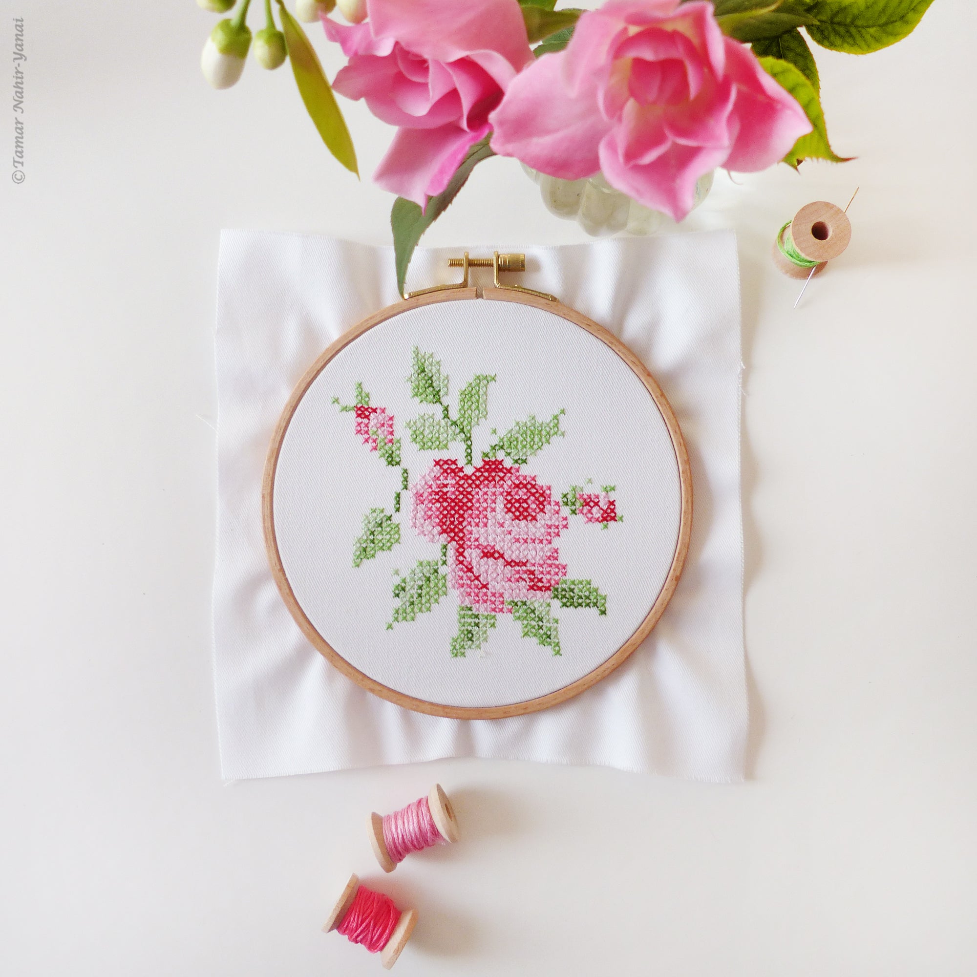 Cross Stitch Rose Embroidery Kit – Snuggly Monkey
