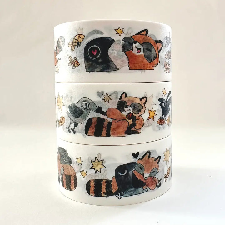 Crow and Raccoon Washi Tape