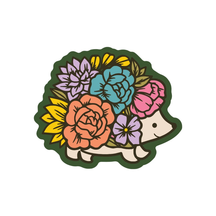 Cute Floral Hedgehog Vinyl Sticker