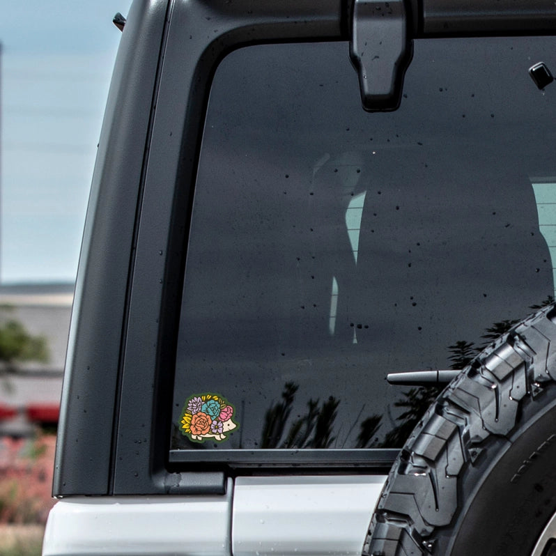 Cute Floral Hedgehog Vinyl Sticker