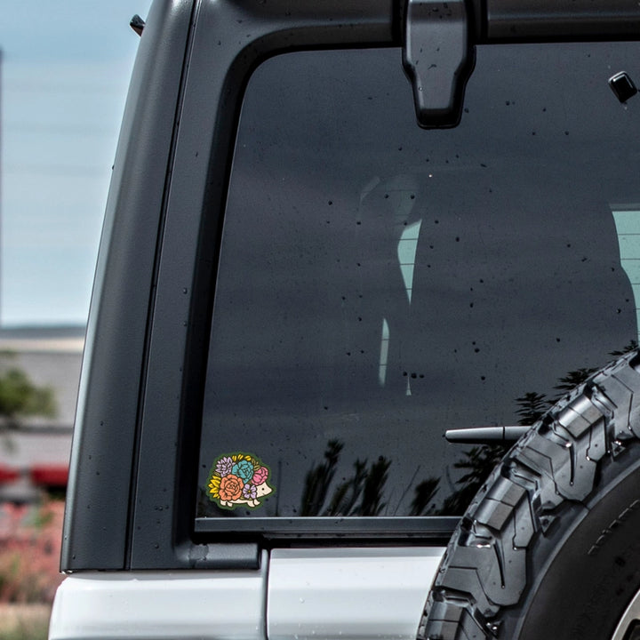 Cute Floral Hedgehog Vinyl Sticker