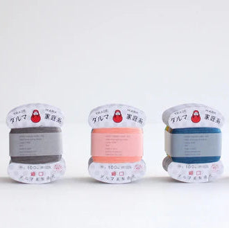 Daruma Home Thread #30 Carded Collections featuring three spools of embroidery thread in gray, pink, and blue, ideal for Japanese craft supplies and modern needlework projects.