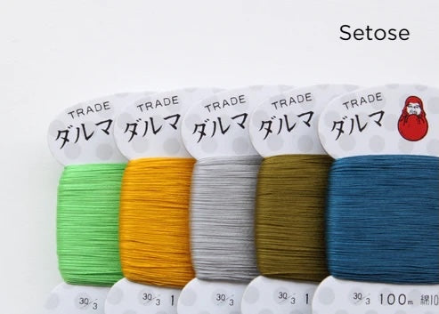 Daruma Home Thread #30 Carded Collections featuring five vibrant colors of fine Japanese embroidery thread ideal for modern needlework, sashiko, and cross stitch crafts.